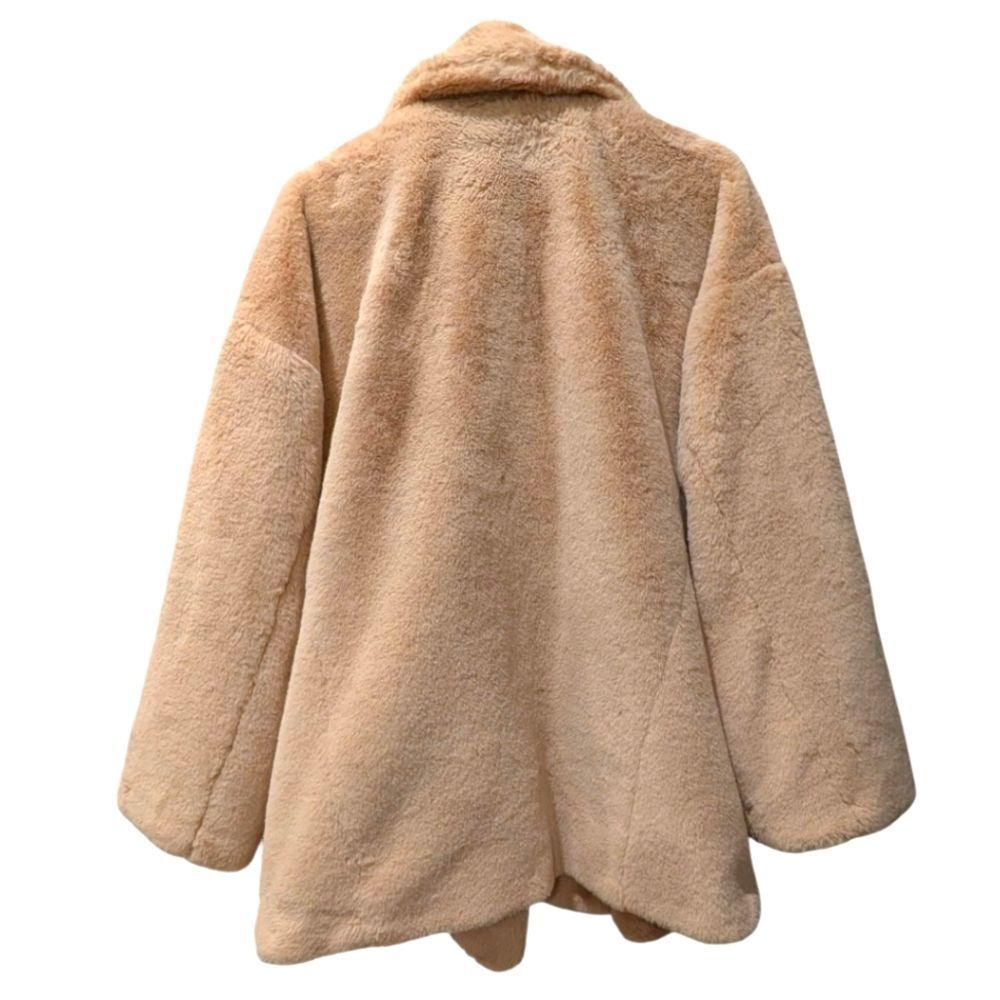 Free People Kate Oversized Faux-Fur Double-Breasted Coat Women's XL Apricot Tan - Picture 4 of 7